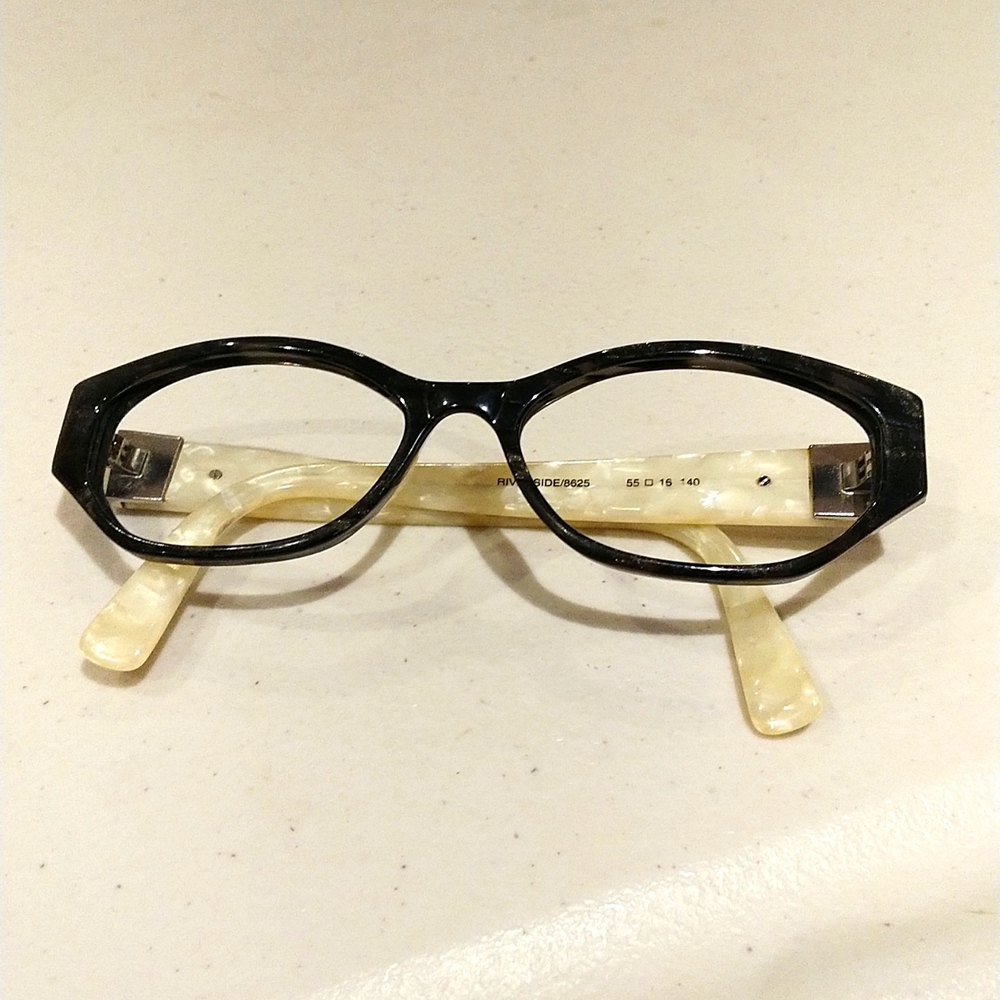 SERAPHIN Handmade Japan Riverside 8625 Blck Pearl White Marble Glasses 55-16-140